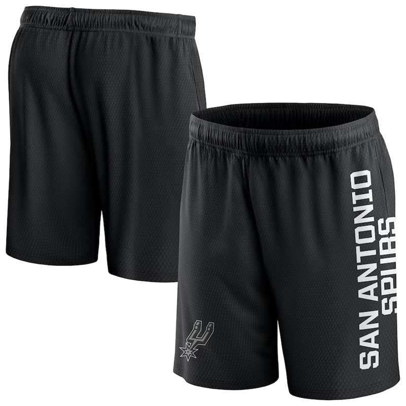 Men's San Antonio Spurs Black Post Up Mesh Shorts(Run Small)